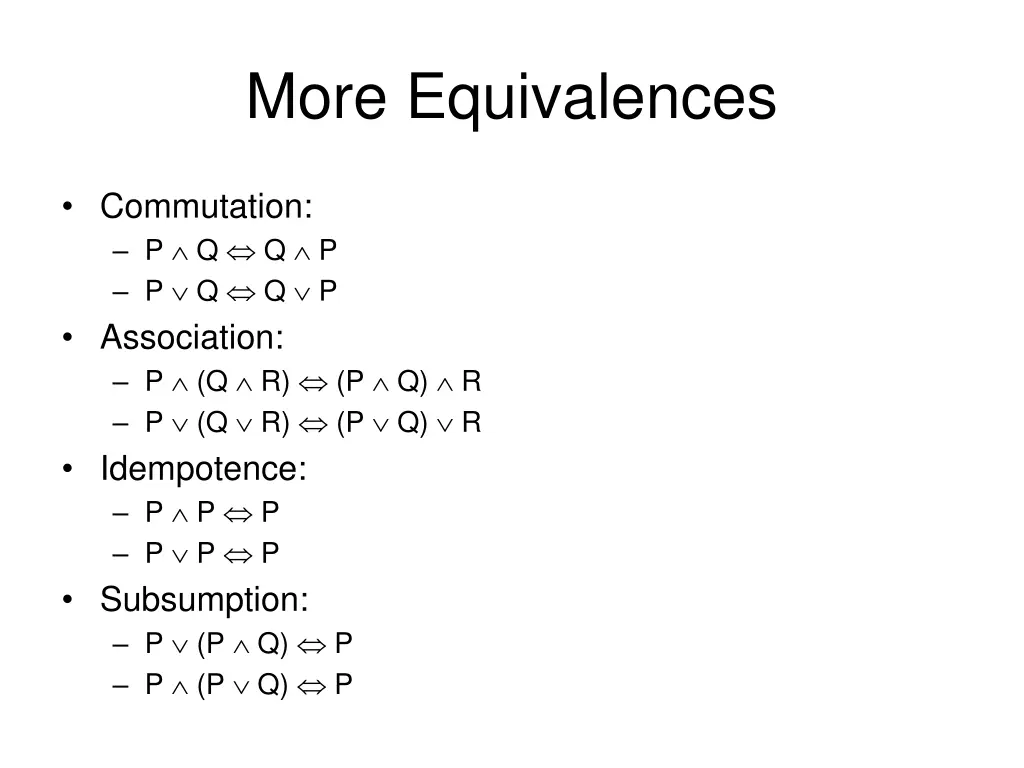 more equivalences