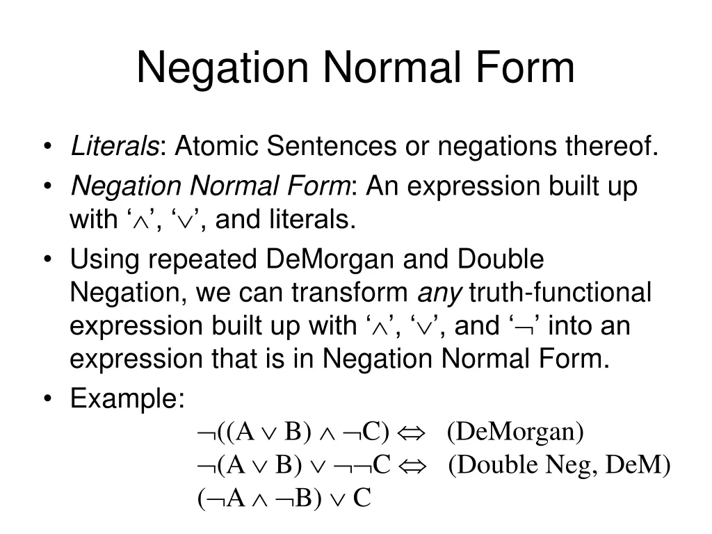 negation normal form