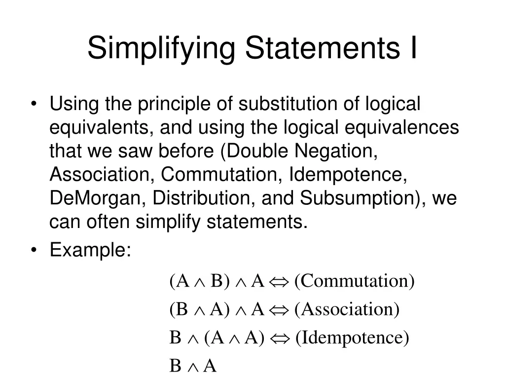 simplifying statements i