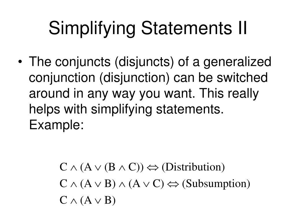 simplifying statements ii
