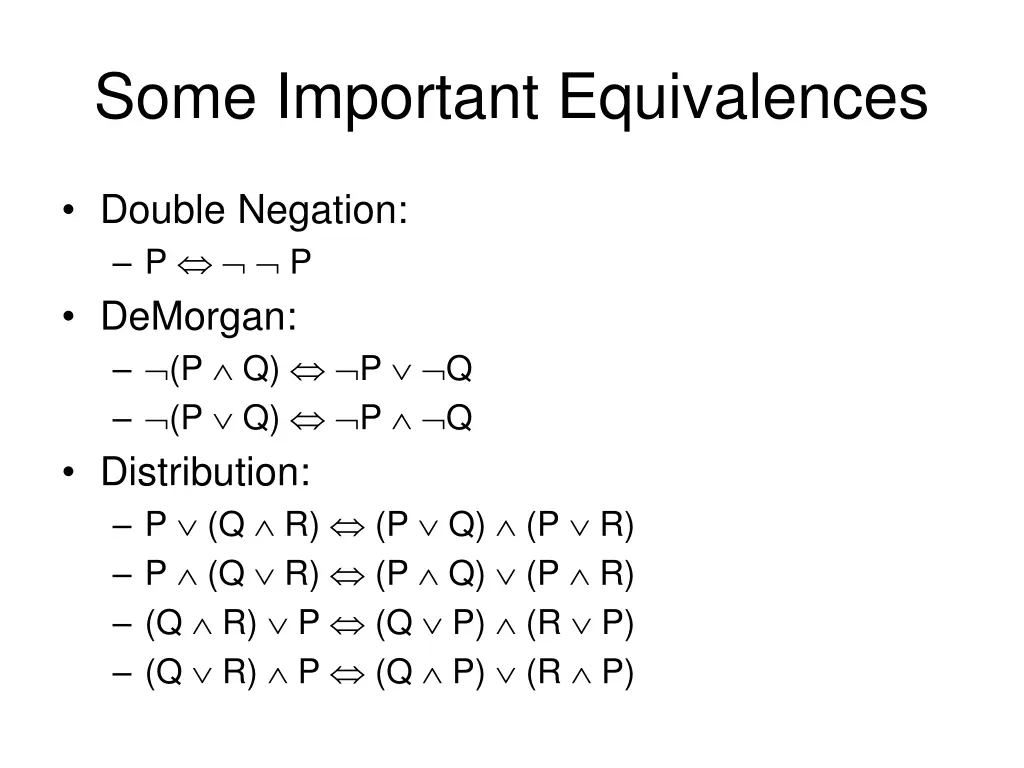 some important equivalences
