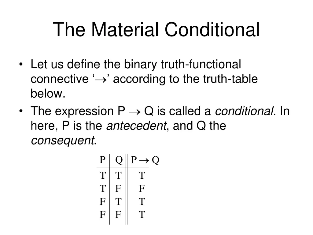 the material conditional