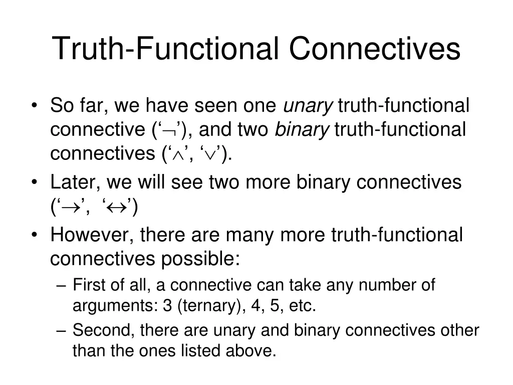 truth functional connectives