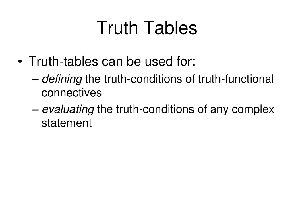 truth tables