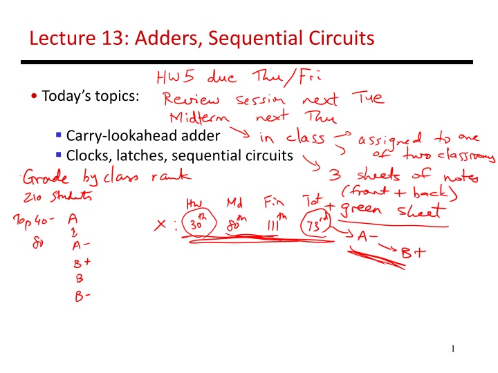 lecture 13 adders sequential circuits