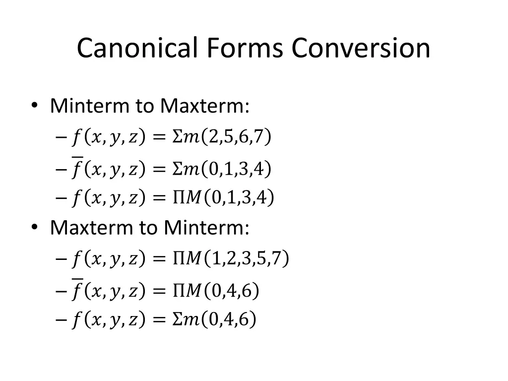 canonical forms conversion