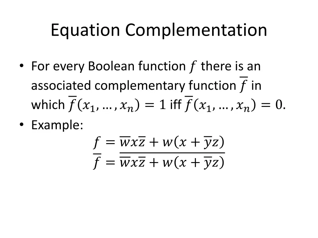 equation complementation
