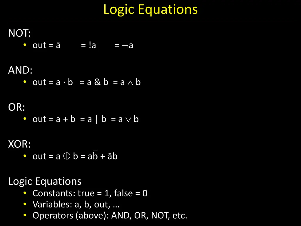 logic equations