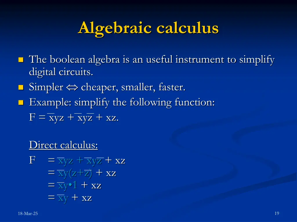 algebraic calculus