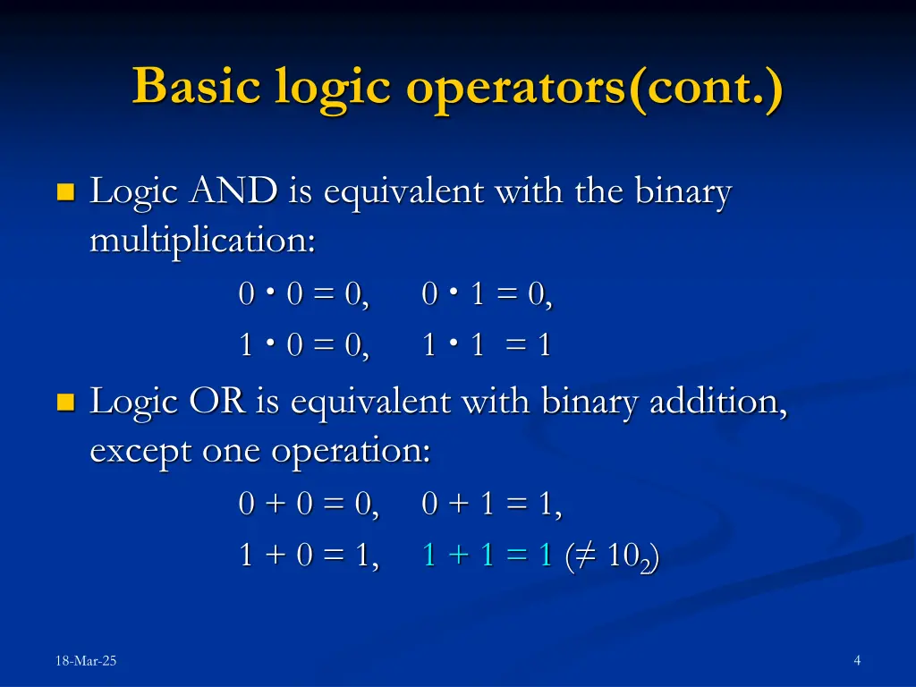 basic logic operators cont