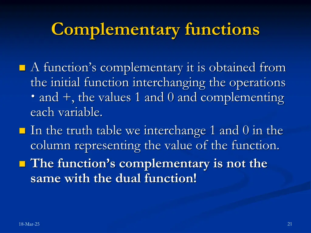 complementary functions