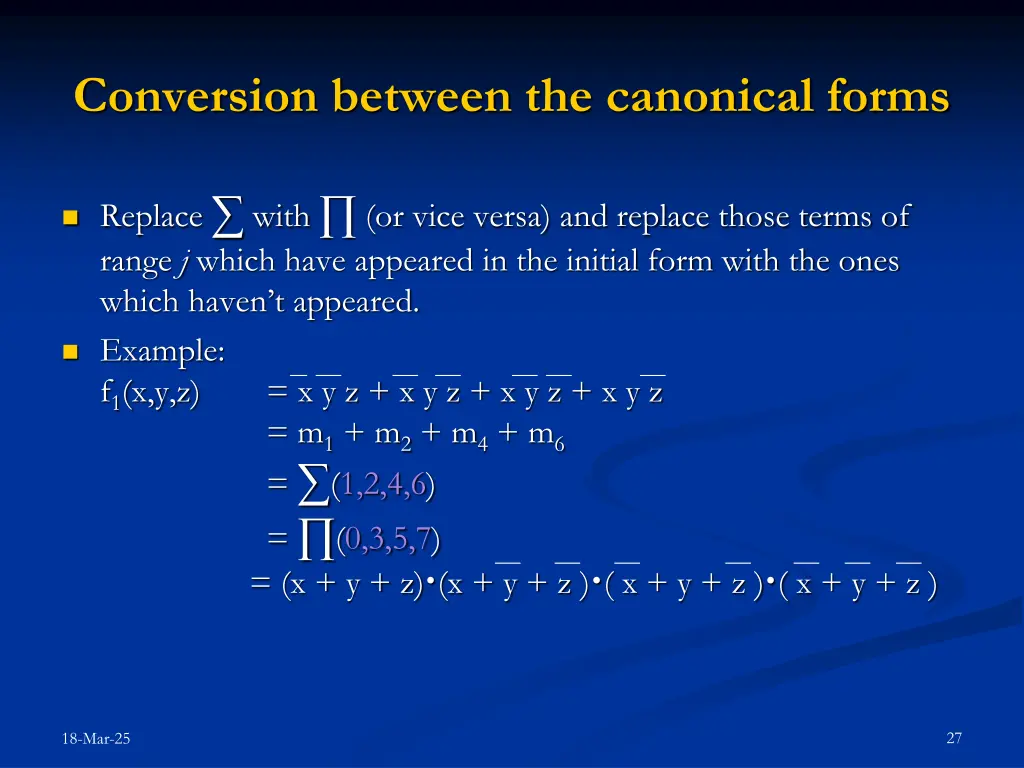 conversion between the canonical forms