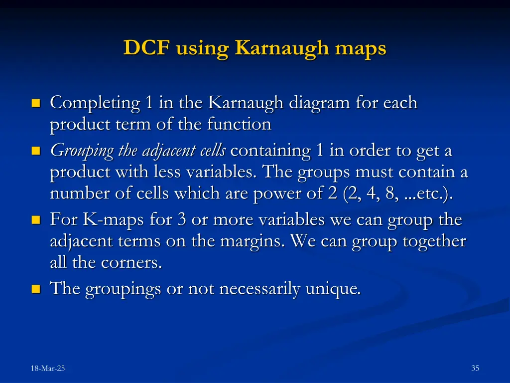 dcf using karnaugh maps