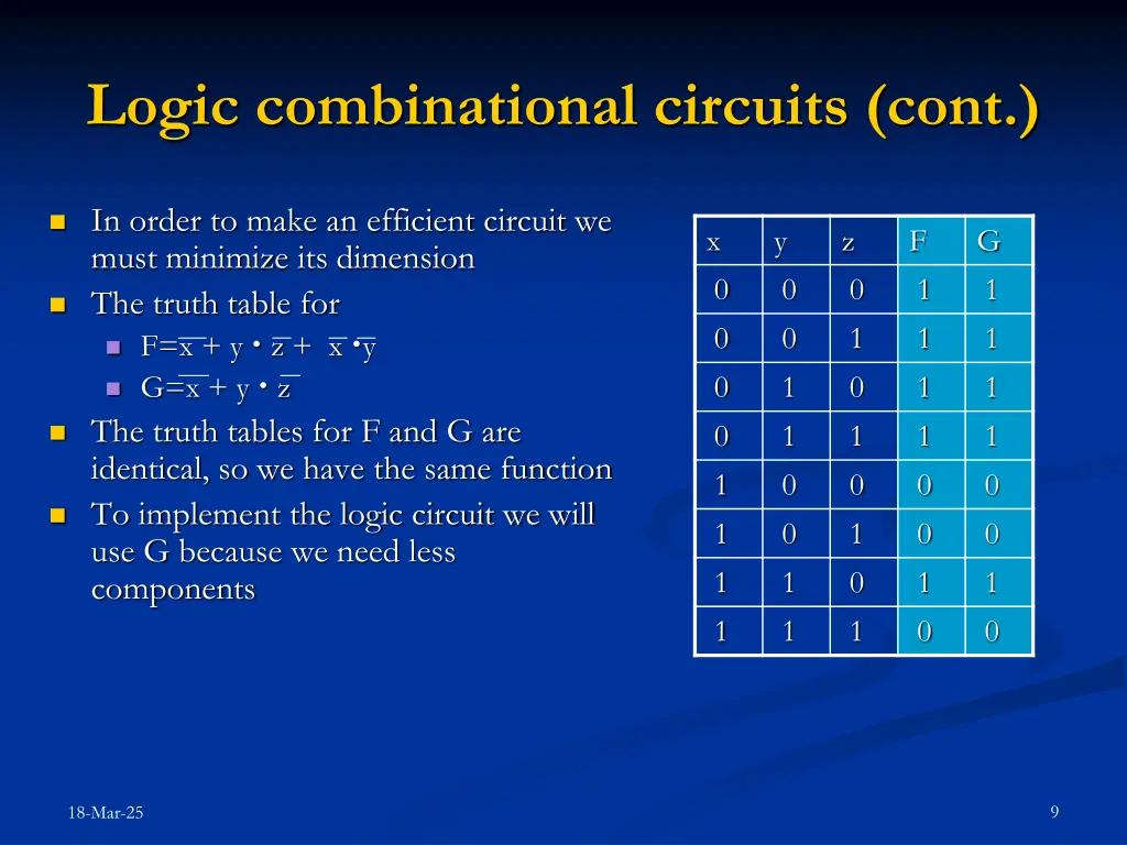 logic combinational circuits cont