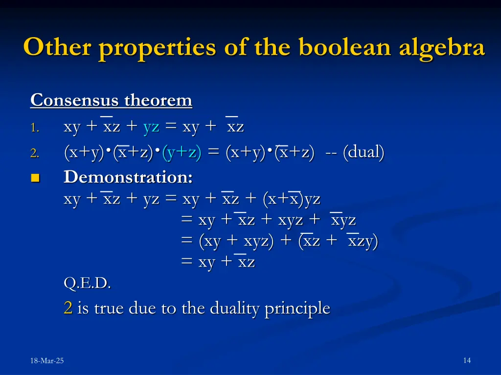 other properties of the boolean algebra 1