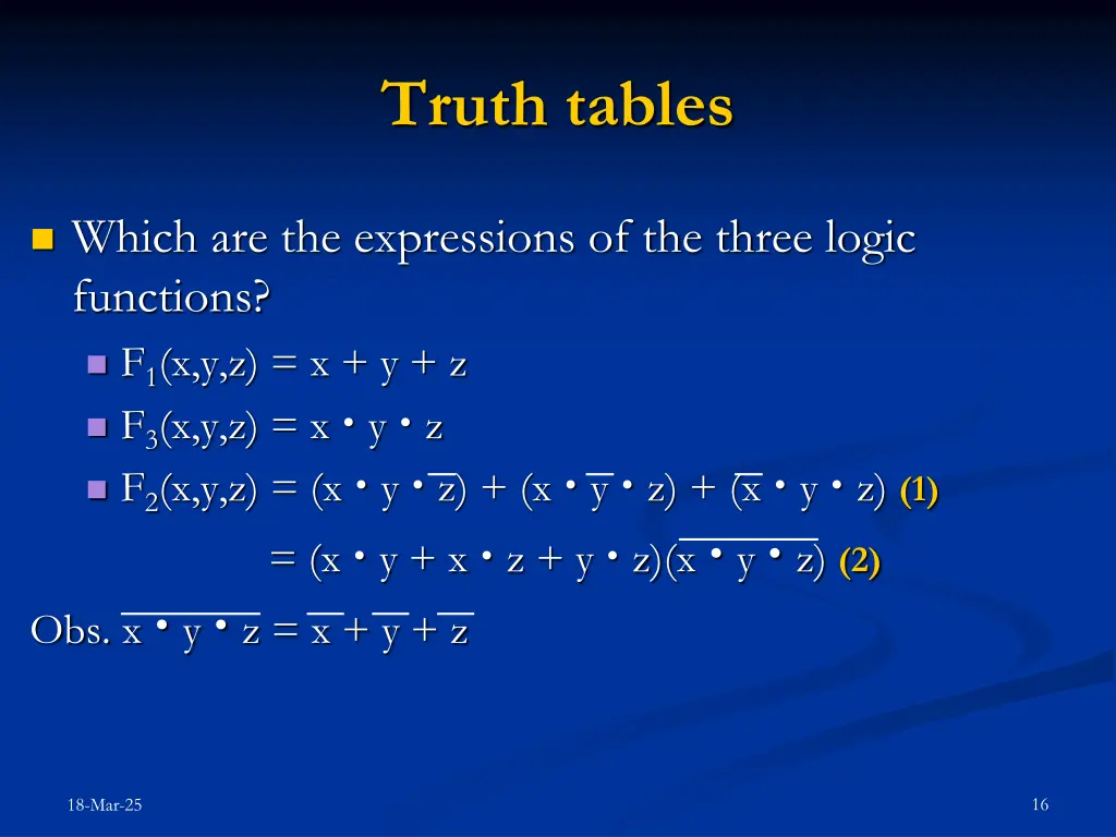 truth tables 2