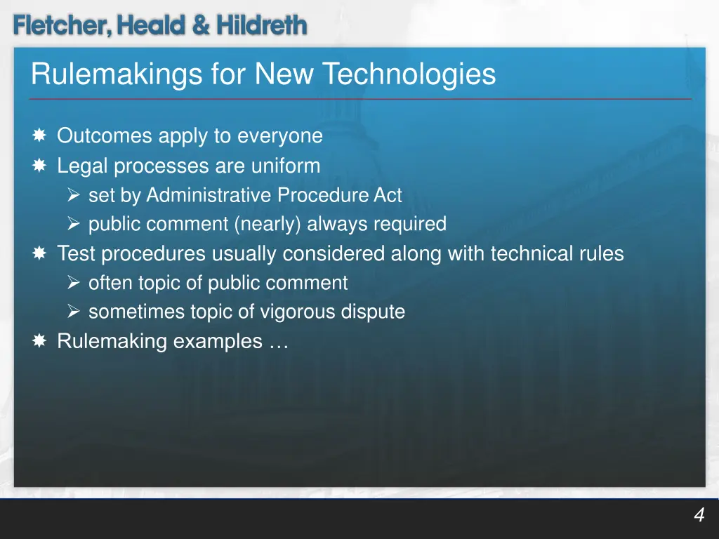 rulemakings for new technologies