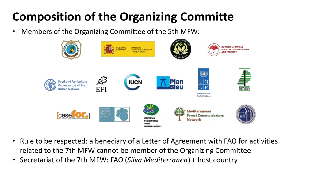 composition of the organizing committe members