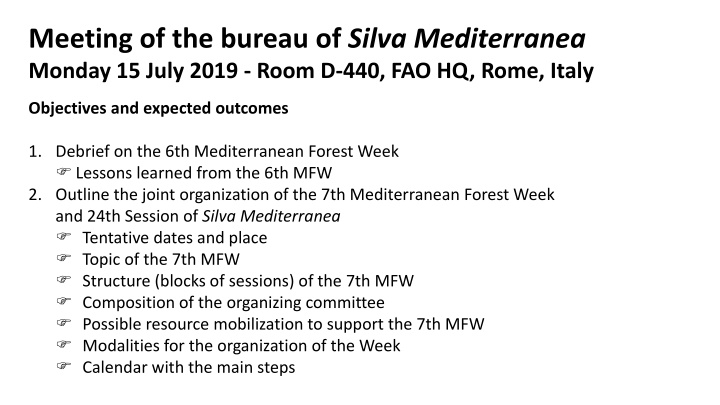 meeting of the bureau of silva mediterranea