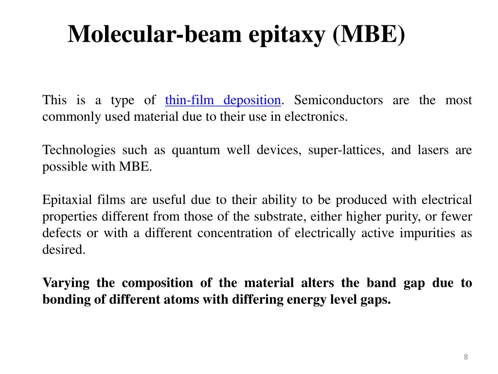molecular beam epitaxy mbe 1