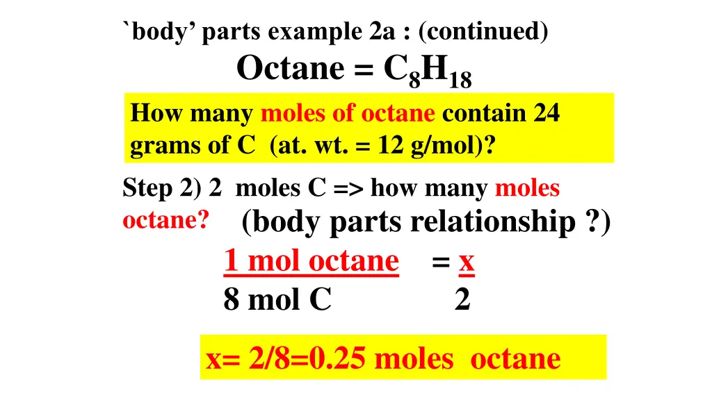 body parts example 2a continued octane