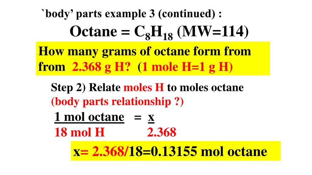 body parts example 3 continued octane 2