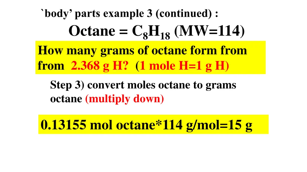 body parts example 3 continued octane 3
