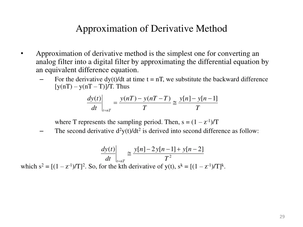 approximation of derivative method