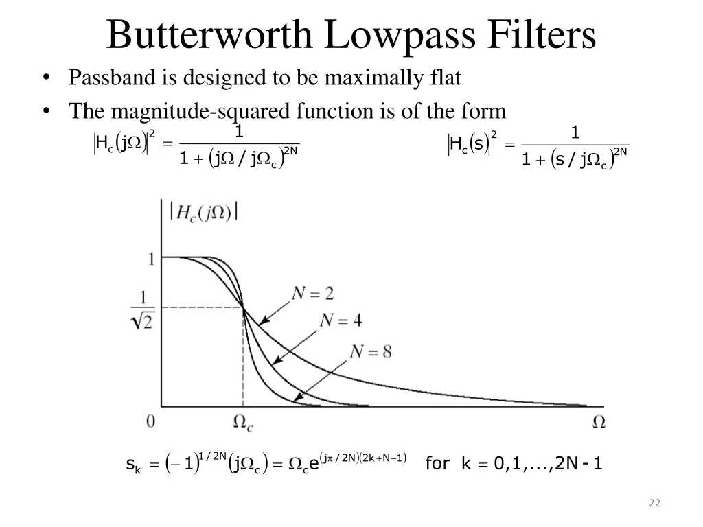 butterworth lowpass filters passband is designed