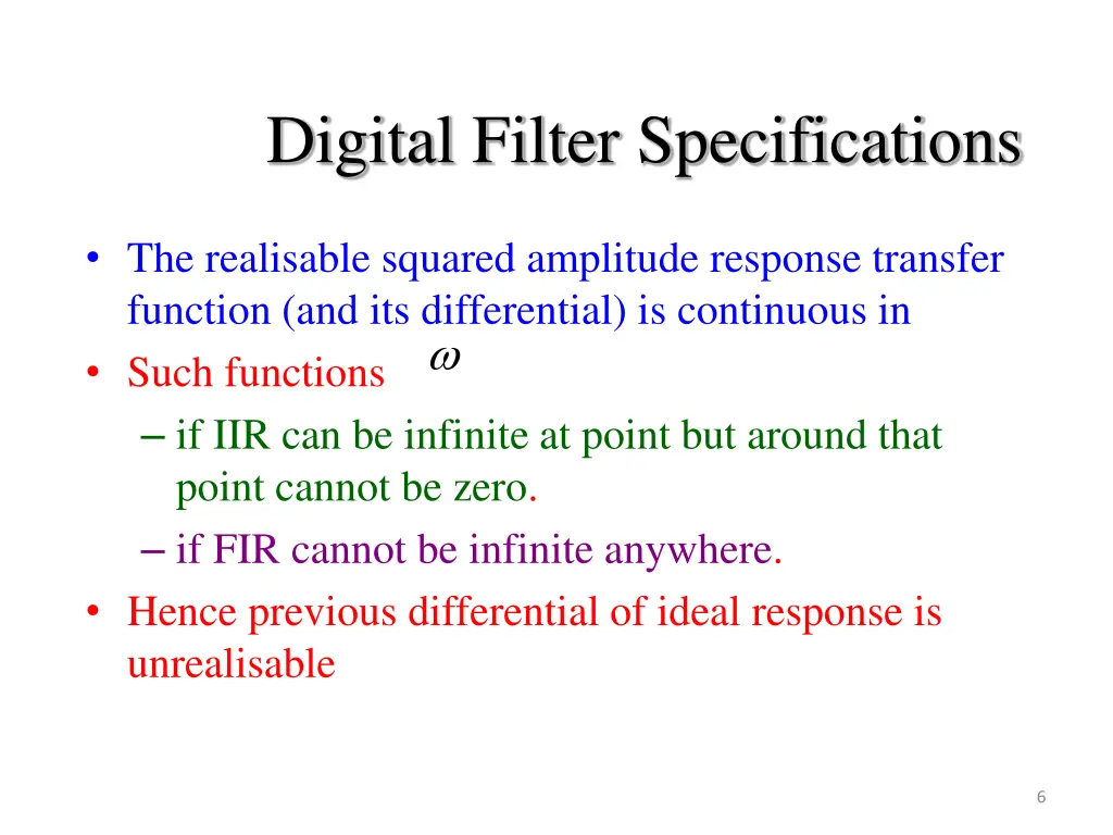 digital filter specifications 2