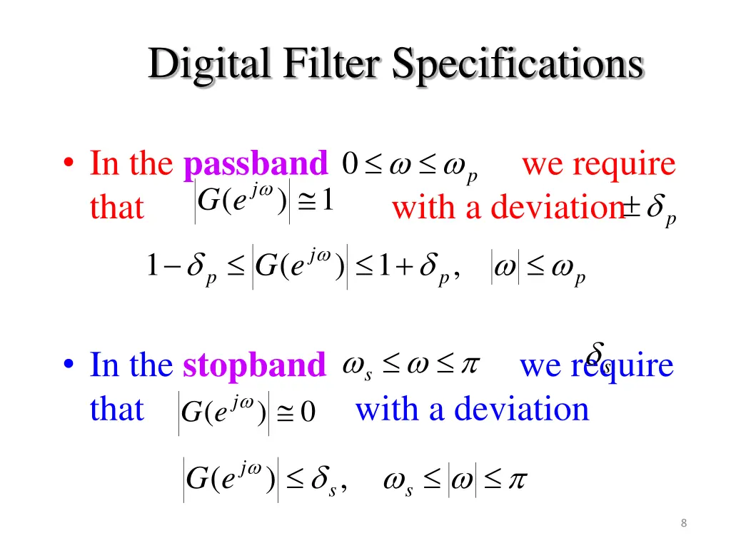digital filter specifications 4