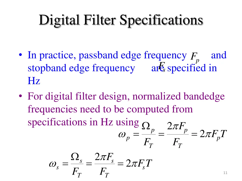 digital filter specifications 7