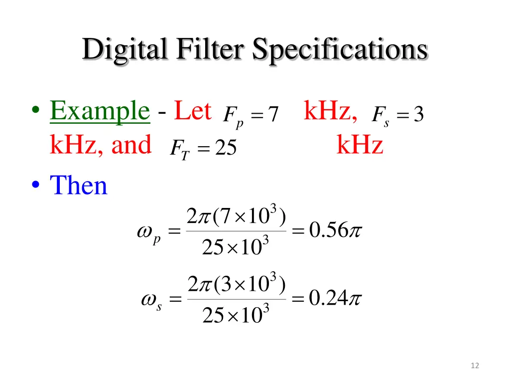 digital filter specifications 8