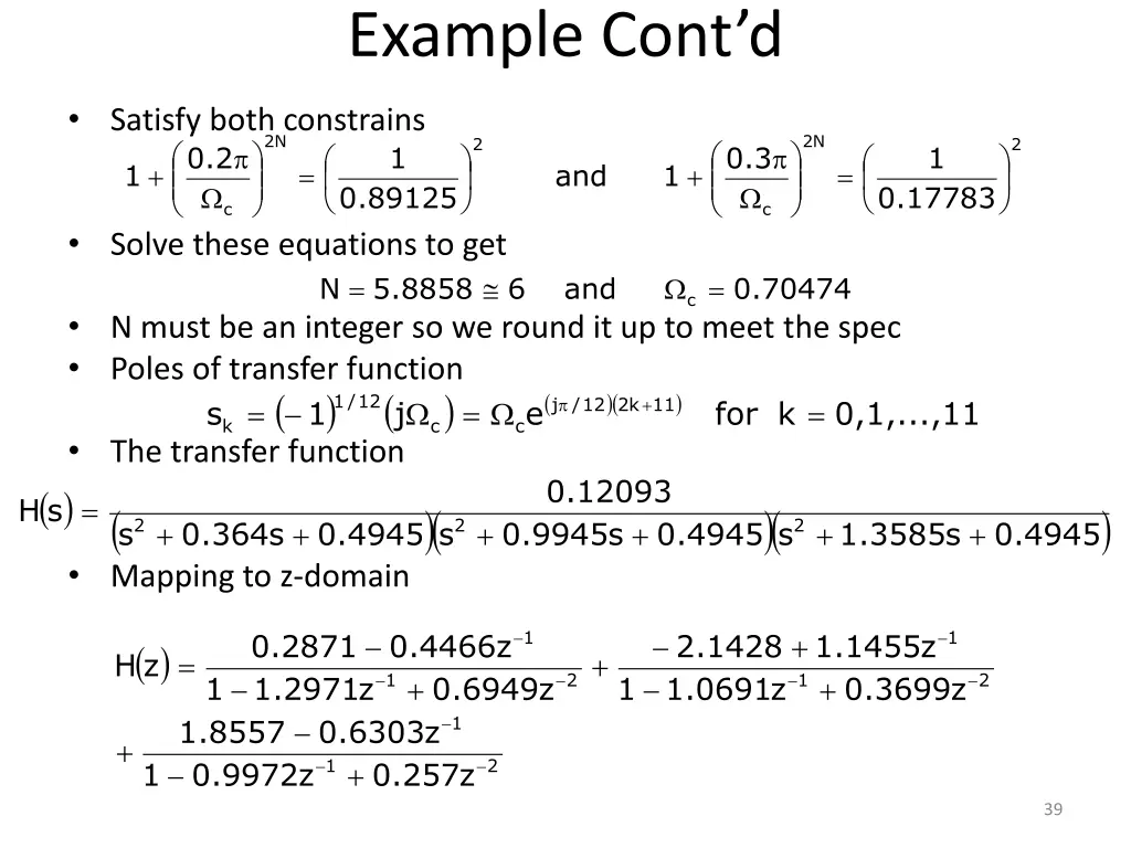 example cont d