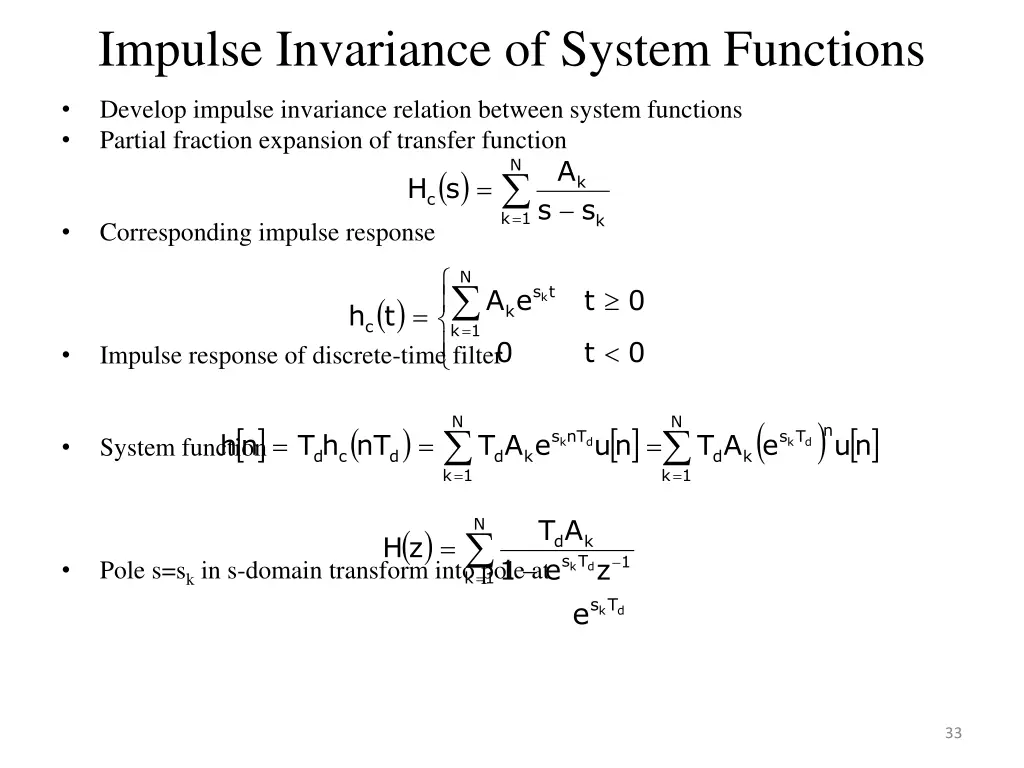 impulse invariance of system functions
