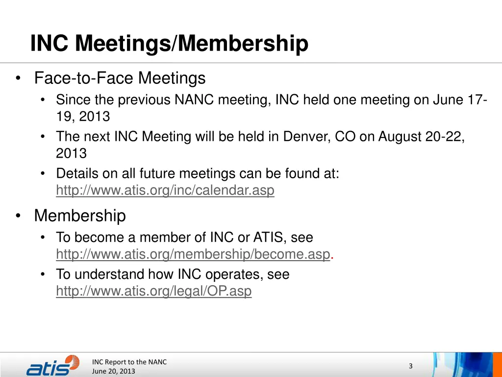 inc meetings membership