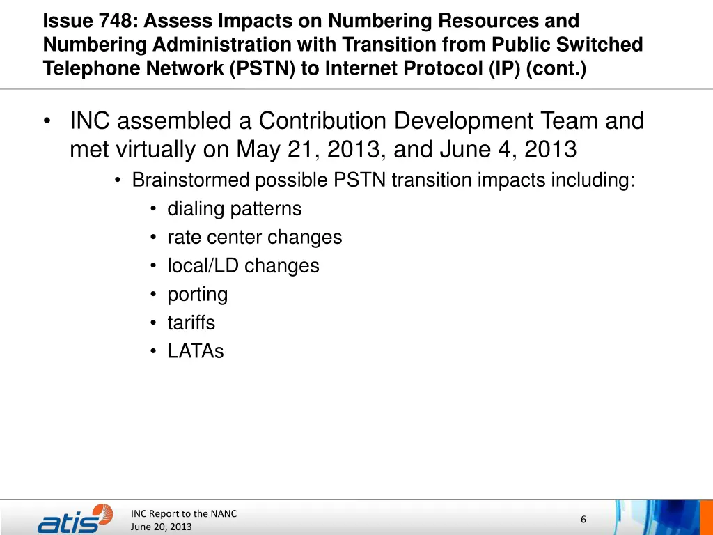 issue 748 assess impacts on numbering resources 2