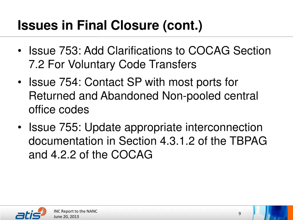 issues in final closure cont