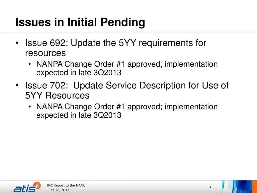 issues in initial pending