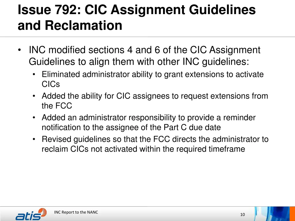 issue 792 cic assignment guidelines