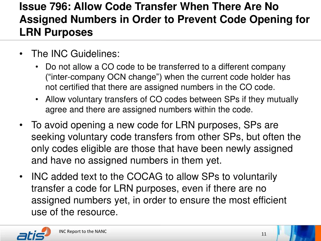 issue 796 allow code transfer when there