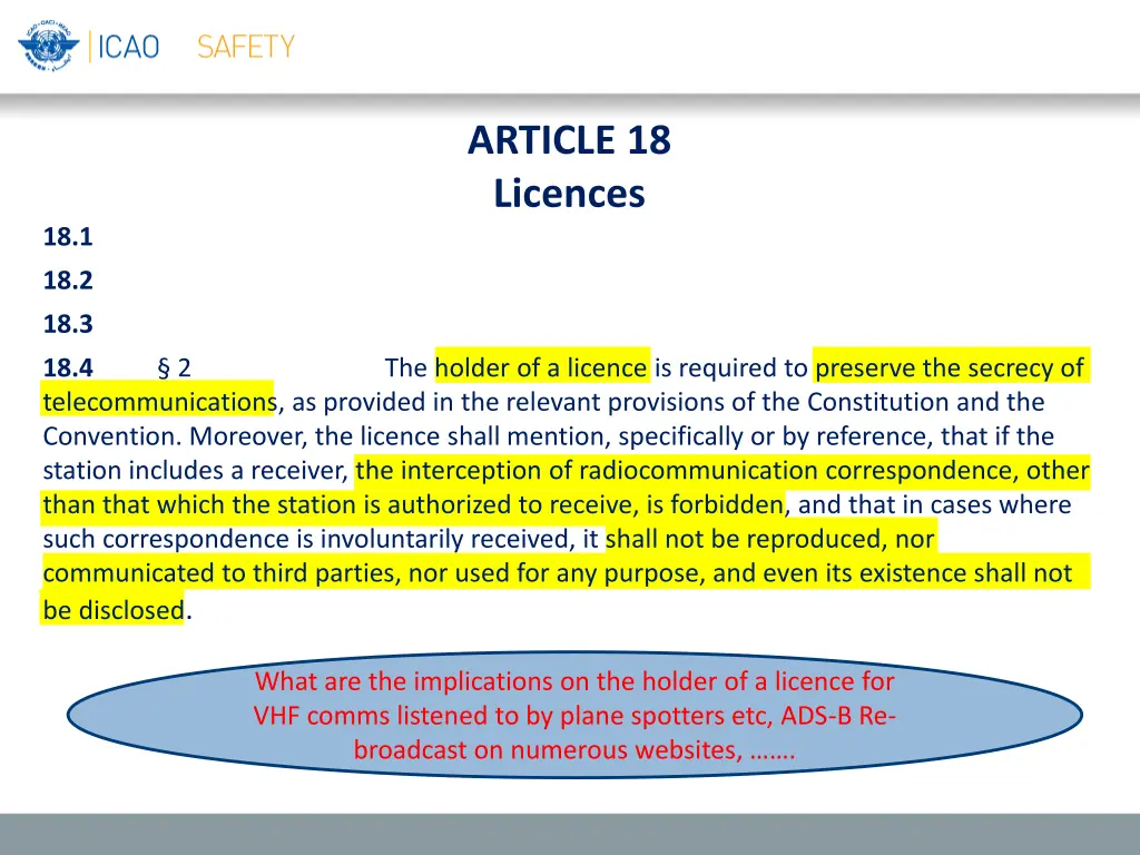 article 18 licences