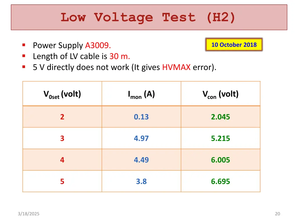 low voltage test h2 1