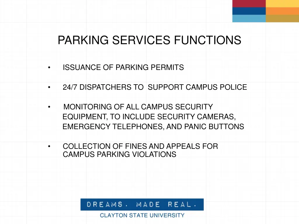 parking services functions