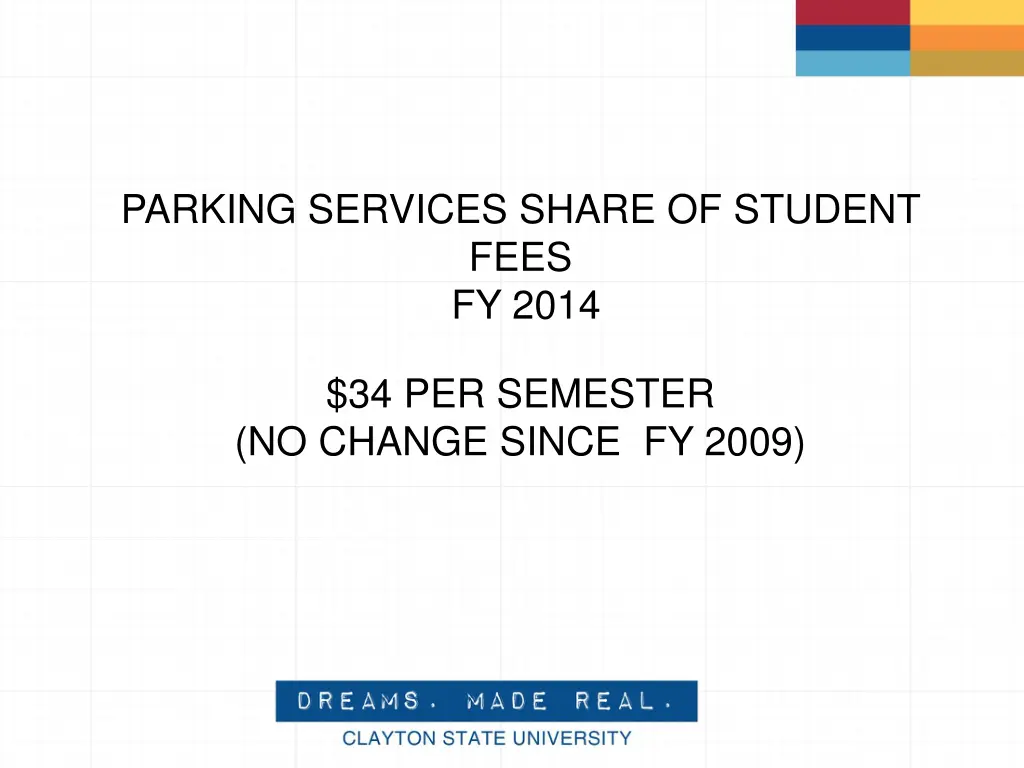 parking services share of student fees fy 2014