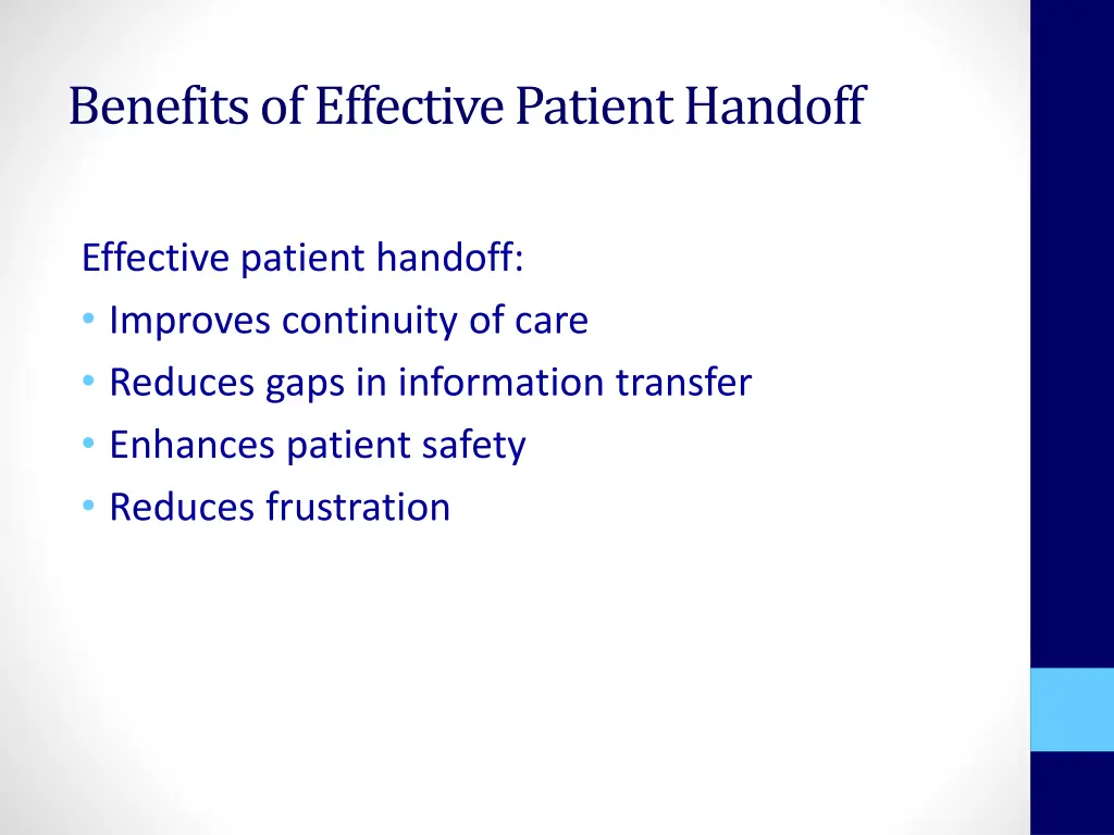benefits of effective patient handoff