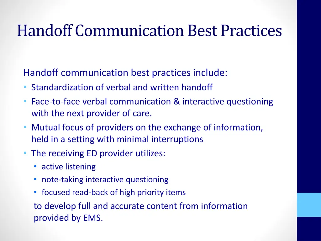 handoff communication best practices
