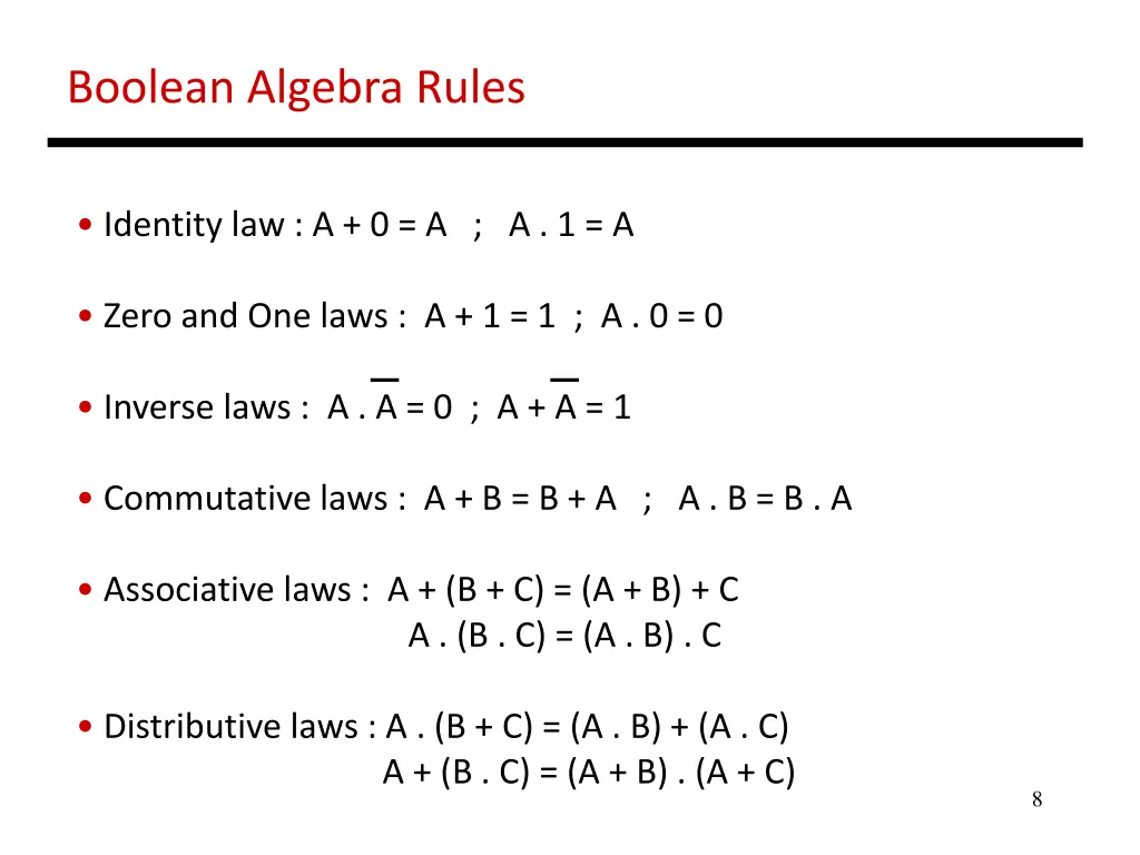boolean algebra rules