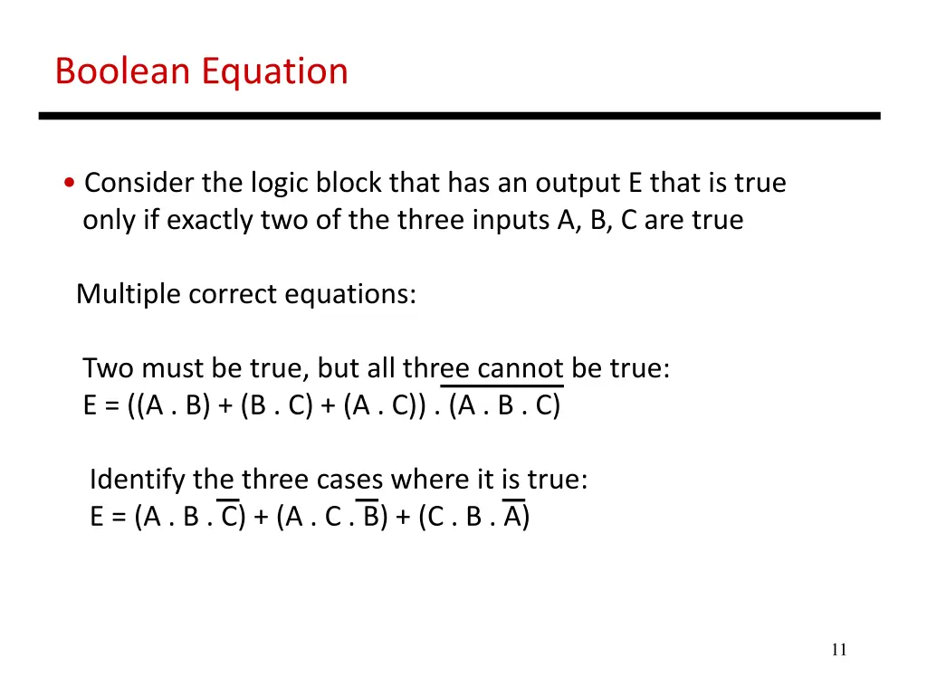 boolean equation