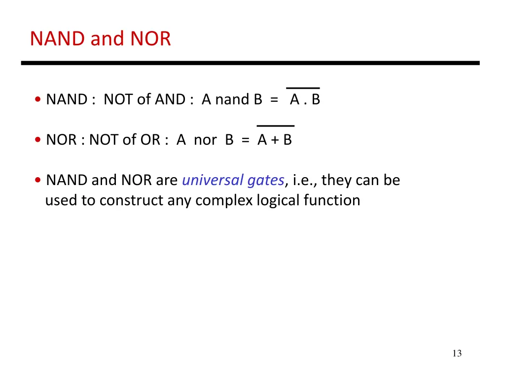 nand and nor